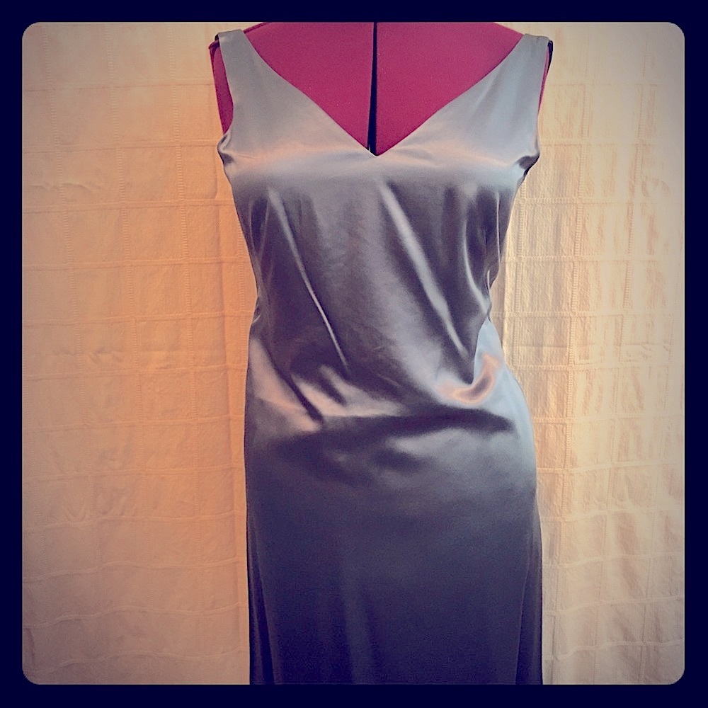 GAP Satin Smokey Gray Lined Cocktail Dress